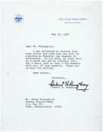 HUBERT HUMPHREY 1968 PRESIDENTIAL CAMPAIGN YEAR LETTERS AND SIGNED PHOTO FROM GETTYSBURG.