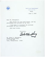 HUBERT HUMPHREY 1968 PRESIDENTIAL CAMPAIGN YEAR LETTERS AND SIGNED PHOTO FROM GETTYSBURG.