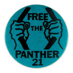 "PANTHER 21" PAIR OF SCARCE BLACK PANTHER BUTTONS.