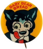 "BABY BEAR BRAND" MOVING EYEBALL RARE BREAD BUTTON.