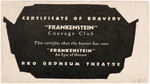 "FRANKENSTEIN COURAGE CLUB" THEATRE CARD.