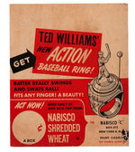 “GET TED WILLIAMS NEW ACTION BASEBALL RING!” STORE SIGN FOR NABISCO PREMIUM.