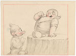 SNOW WHITE DOPEY AND DOC STORYBOARD ART LOT OF NINE WITH DOPEY TALKING.