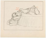 SNOW WHITE DOPEY AND DOC STORYBOARD ART LOT OF NINE WITH DOPEY TALKING.