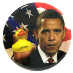 OBAMA RARE ELECTION NIGHT BUTTON FROM PARTY IN AMSTERDAM.