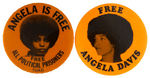 ANGELA DAVIS IN JAIL AND OUT OF JAIL BUTTON PAIR.