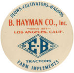 RARE LOS ANGELES BUTTON FOR DEALER IN EMERSON BRANTINGHAM FARM MACHINERY.