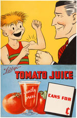 DICK TRACY "LIBBY'S TOMATO JUICE" LINEN-MOUNTED STORE SIGN.