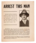 “ARREST THIS MAN” WWI DRAFT DODGER POSTER.