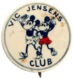 FULL FIGURE MICKEY AND MINNIE WALKING EARLY RARE AUSTRALIAN BUTTON.