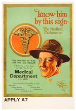 "KNOW HIM BY THIS SIGN" U.S. ARMY MEDICAL DEPARTMENT LINEN BACKED ENLISTMENT POSTER.