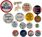 WILLKIE AND REPUBLICAN FIFTEEN SLOGAN BUTTONS FROM 1940.