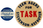 STUDENTS AND TEEN AGERS BUTTONS PAIR FOR STEVENSON 1956.