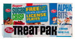 "POST TREAT-PAK" CEREAL SAMPLER WITH 1970 PREMIUM LICENSE PLATE OFFER.