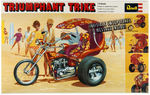 "EVEL KNIEVEL'S WHEELIE" & "TRIMUPHANT TRIKE" BOXED MOTORCYCLE MODEL KITS.