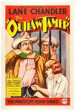 "THE PHANTOM RIDER SERIES/THE OUTLAW TAMER" STONE LITHO LINEN BACKED ONE SHEET MOVIE POSTER.