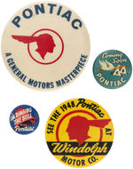 PONTIAC FOUR BUTTONS FROM THE 1930s-1940s AND CPB.