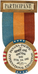 PANAMA-PACIFIC OPENING AND CLOSING DAY ADMISSION RIBBON BADGES.