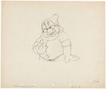 SNOW WHITE DOPEY AND DOC PRODUCTION DRAWING ORIGINAL ART PAIR.