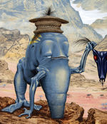 "UNCLE BOB'S SAFARI ON HOT SPRINGS" ALAN CLARK ORIGINAL SCI-FI PAINTING.