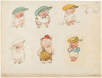 FERDINAND HORVATH THREE LITTLE PIGS ORIGINAL CONCEPT ART PAIR.