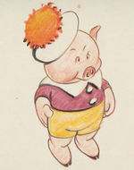 FERDINAND HORVATH THREE LITTLE PIGS ORIGINAL CONCEPT ART PAIR.