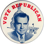 “VOTE REPUBLICAN” BIG 4” NIXON 1960 PORTRAIT BUTTON.