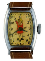 “THE ORPHAN ANNIE WATCH” BOXED WITH INSERT BY NEW HAVEN, 1935.