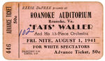 JAZZ LEGEND FATS WALLER CONCERT TICKET.