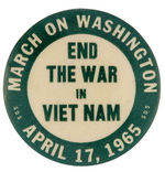 EARLY "SDS" VIETNAM WAR PROTEST BUTTON FROM 1965.