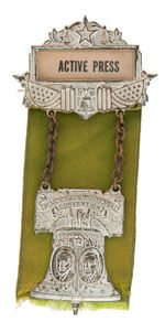 "ACTIVE PRESS" RIBBON BADGE FOR "DEMOCRATIC NATIONAL CONVENTION" 1936.