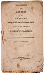 PRO JACKSON 1828 VERMONT CONVENTION BOOKLET.