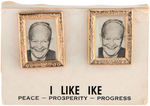 "I LIKE IKE" REAL PHOTO CUFF LINKS ON ORIGINAL CARD.