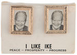 "I LIKE IKE" REAL PHOTO CUFF LINKS ON ORIGINAL CARD.