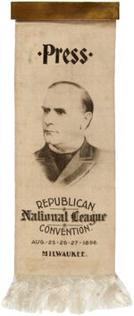 SCARCE McKINLEY "PRESS" RIBBON FROM "REPUBLICAN NATIONAL LEAGUE CONVENTION".