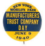 NYWF 1940 RARE SINGLE DAY BANK EVENT BUTTON.