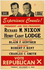 NIXON LODGE 1960 JUGATE PAPER POSTER WITH PENNSYLVANIA COATTAILS.