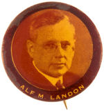 SCARCE "ALF M. LANDON" SINGLE PICTURE BUTTON.