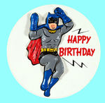 BATMAN "HAPPY BIRTHDAY" VACUFORM PLASTIC CAKE TOPPER.