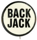 JOHN KENNEDY "BACK JACK" BUTTON IN 1.5" SIZE.