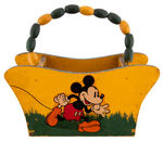 MICKEY MOUSE RARE PAINTED WOODEN BASKET.