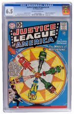 "JUSTICE LEAGUE OF AMERICA" #6 AUGUST-SEPTEMBER 1961 CGC 6.5 OFF-WHITE TO WHITE PAGES.