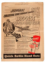THE LONE RANGER CANADIAN PREMIUM PICTURE AND NEWSPAPER AD.