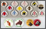 "BELMONT STAKES WINNER" TWELVE BUTTONS PLUS BUTTONS FOR FAMOUS RACE HORSES.