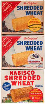 NABISCO "SHREDDED WHEAT" BOX TRIO WITH RIN TIN TIN PREMIUM OFFERS.