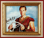 CHARLTON HESTON SIGNED AND FRAMED PHOTO.