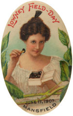 OUTSTANDING CANDY COMPANY LARGE OVAL 1907 BUTTON.