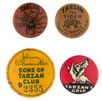 TARZAN EARLY SERIAL BUTTONS, CIRCA 1939 CLUB BUTTON AND PRODUCT BUTTON.