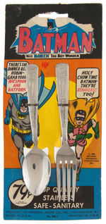 "BATMAN WITH ROBIN THE BOY WONDER" CARDED UTENSIL SET.