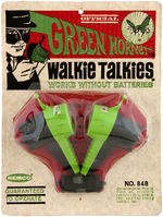 "OFFICIAL GREEN HORNET WALKIE TALKIES" CARDED SET.